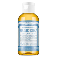Dr. Bronner's Magic Pure Castile Liquid Soap Hand & Bodywash - Baby Unscented - 2 fl oz: Basic Cleansing, Vegan Formula