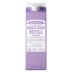 Dr. Bronner's Pure Castile Liquid Soap Bodywash Refill Carton - Lavender - 32 fl oz: Vegan, Non-Toxic, Sensitive Skin